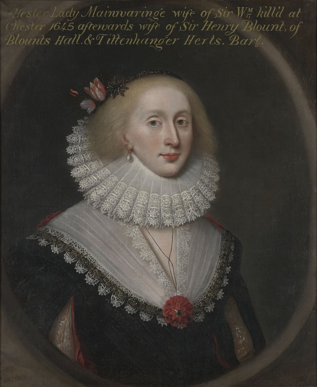 Portret van Hester, Lady Mainwaring, later Lady Blount (geboren Wase) (circa 1620-1678) door Cornelis Janssens van Ceulen