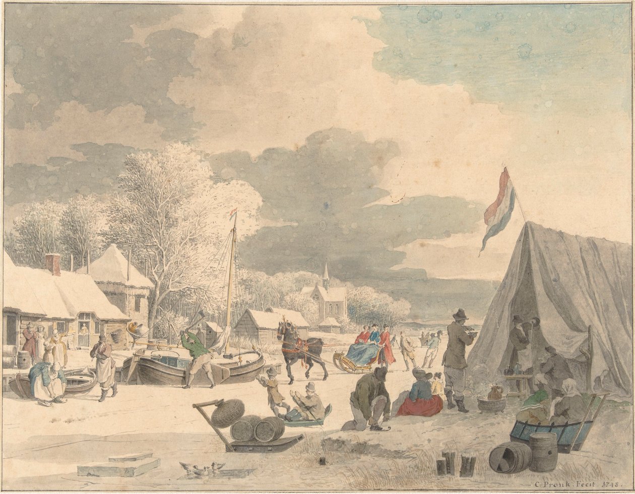 Winterlandschap door Cornelis Pronk