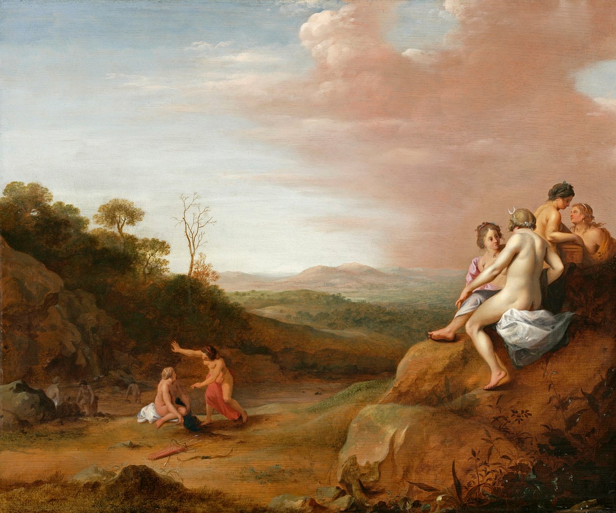 Diana en haar nimfen met de ontdekking van Callisto door Cornelis van Poelenburgh or Poelenburch