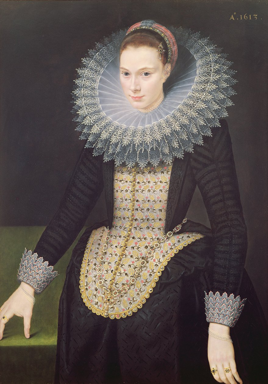 Portret van een dame, 1613 door Cornelis van der Voort