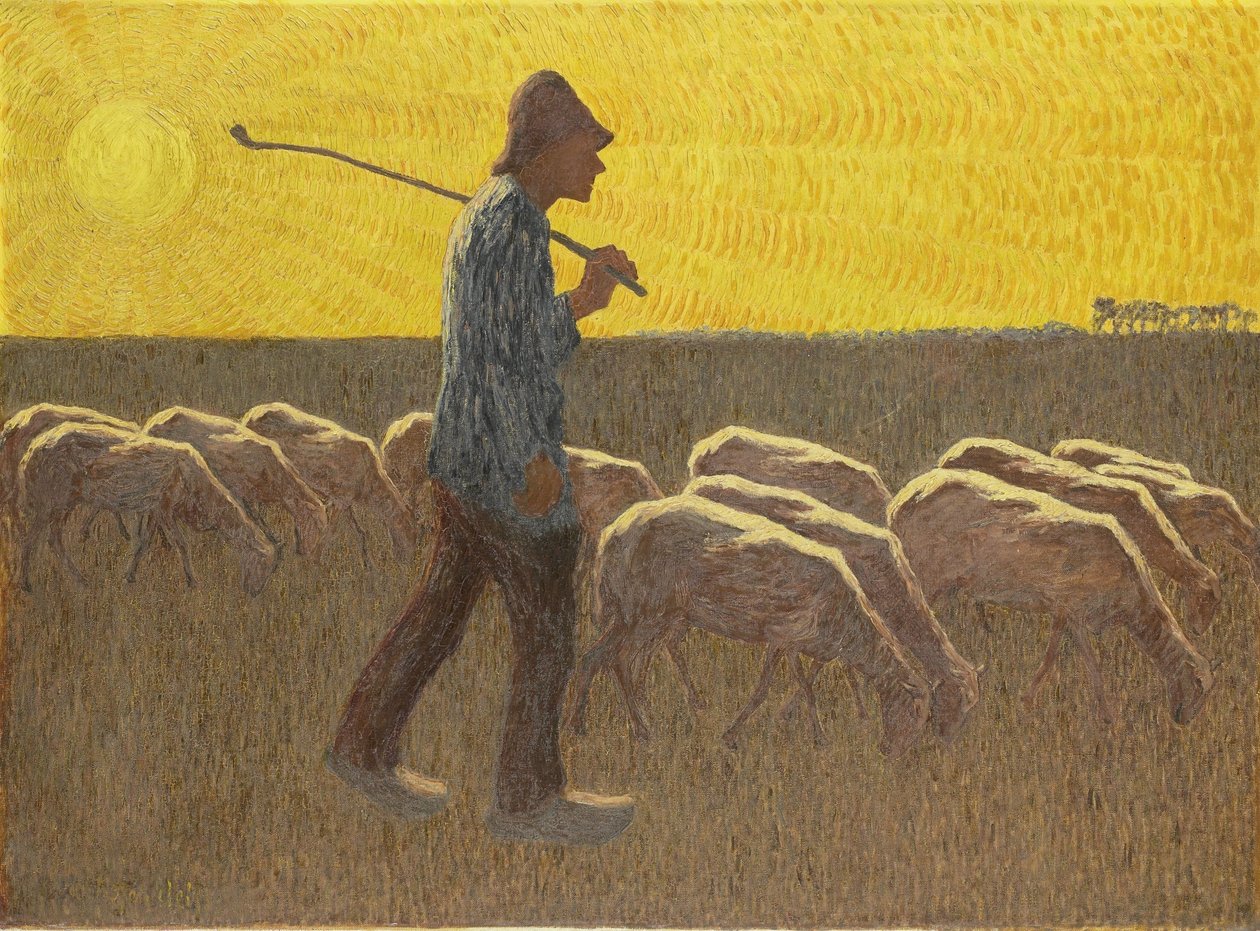 Herder met Schapen, ca. 1920 door Cornelis Albert van Assendelft