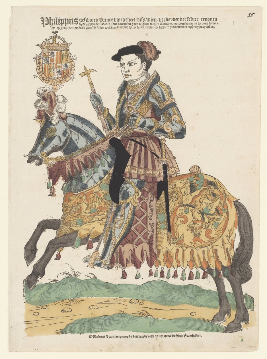 Portret van Filips II te paard door Cornelis Anthonisz. (manner of)
