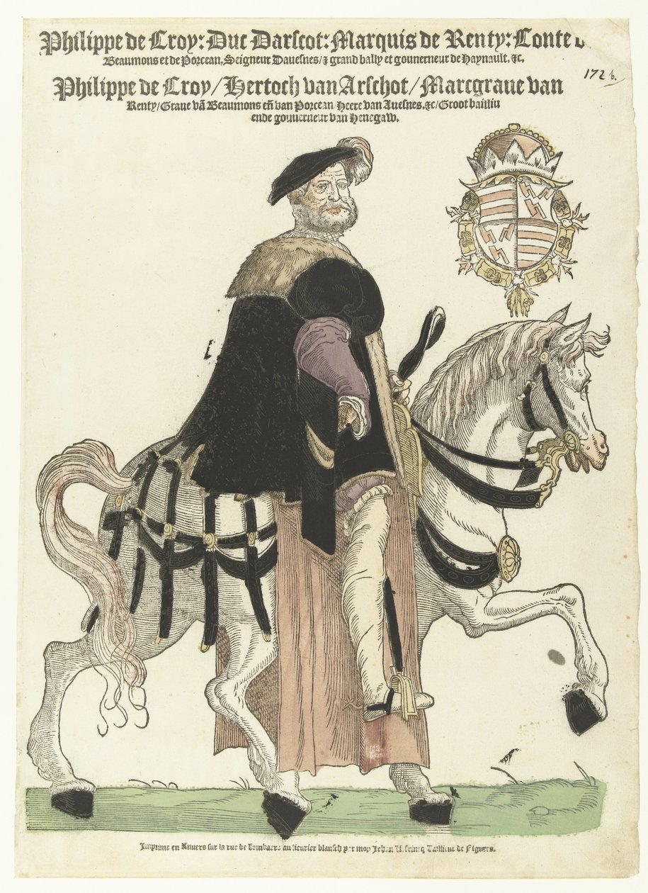 Portret van Filips de Croy te paard door Cornelis Anthonisz. (manner of)
