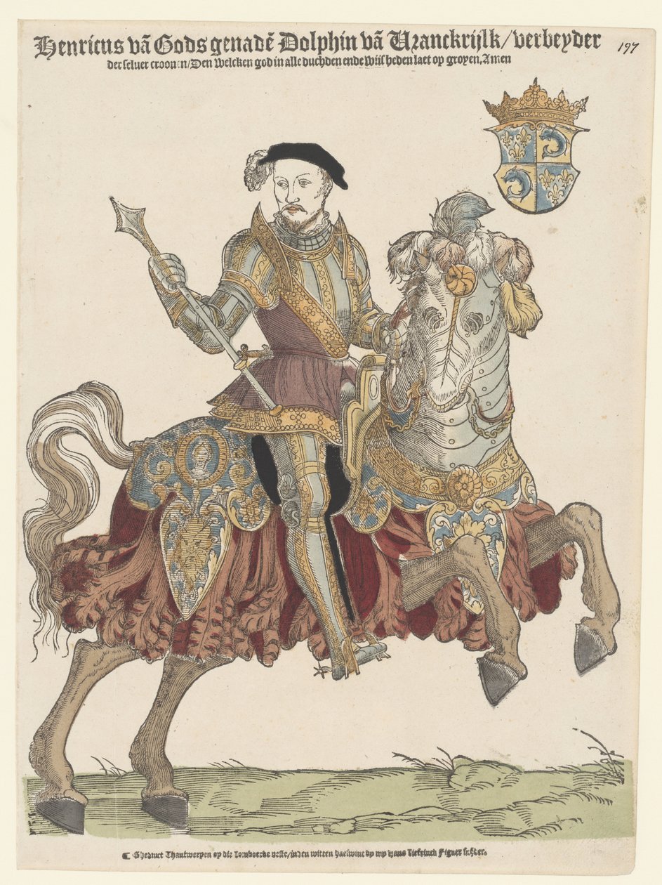 Portret van Hendrik II van Frankrijk te paard door Cornelis Anthonisz. (manner of)