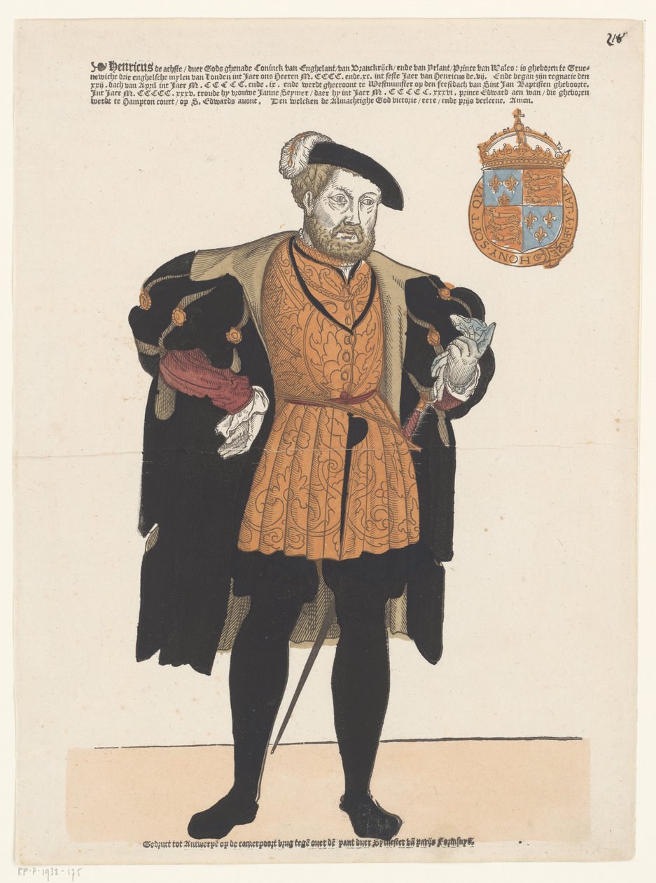 Portret van Hendrik VIII van Engeland door Cornelis Anthonisz. (manner of)