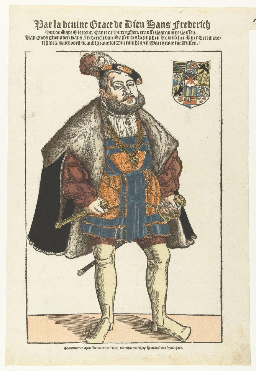 Portret van Johan Frederik van Saksen door Cornelis Anthonisz. (manner of)