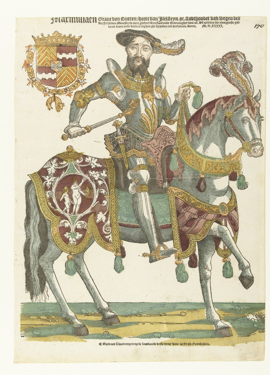 Portret van Maximiliaan van Buren te paard door Cornelis Anthonisz. (manner of)