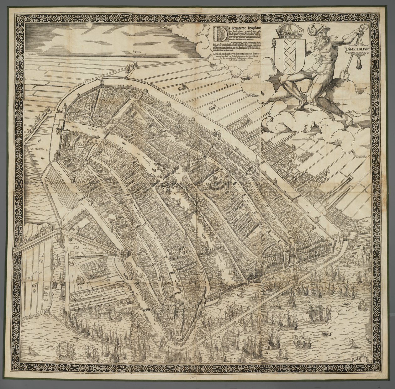 German: Die berühmte Handelsstadt Amsterdam
Dutch: De vermaerde koopstadt van Amstelredam door Cornelis Anthonisz.