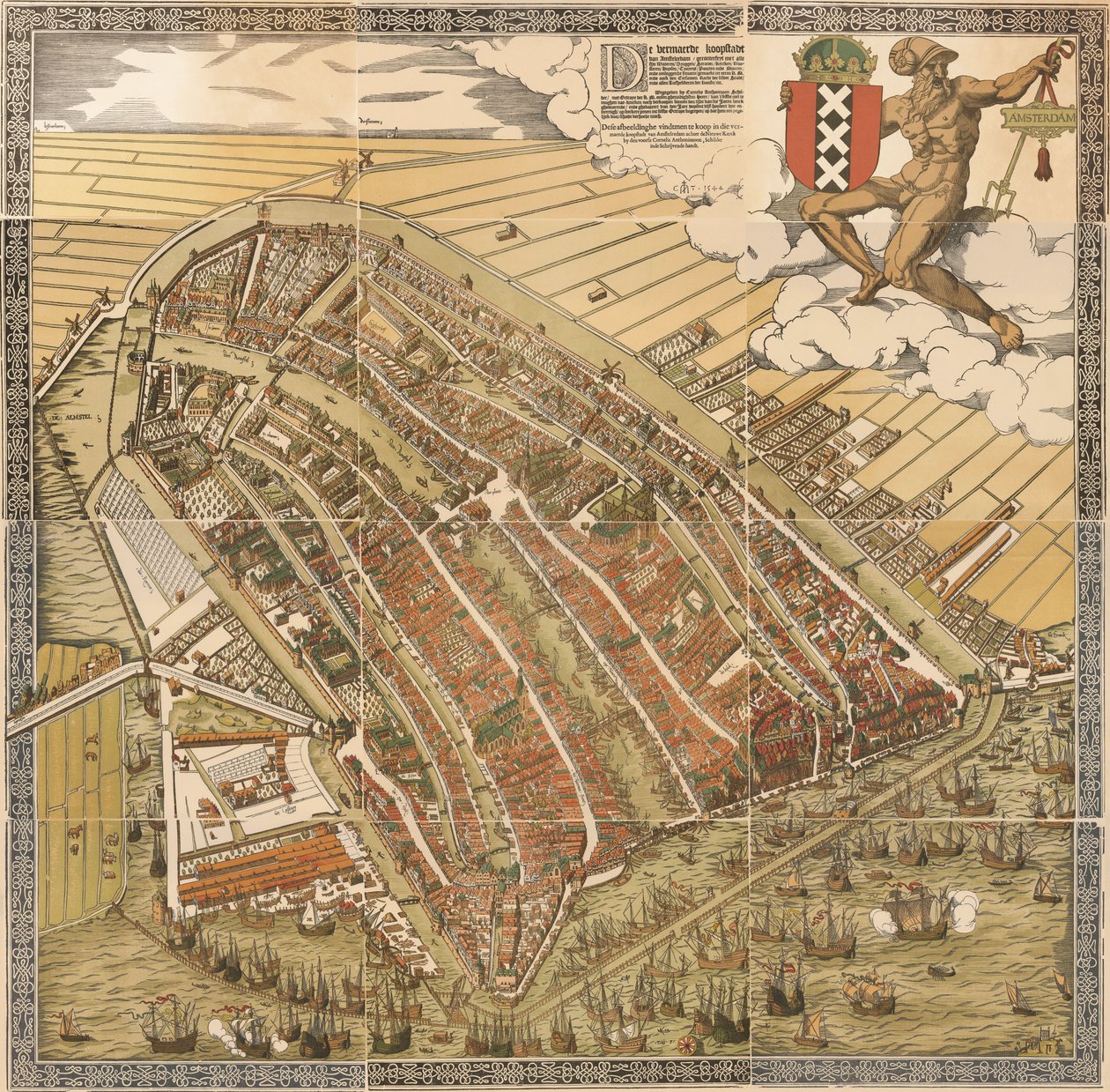 De Grote Kaart van Amsterdam in 1544 door Kornelis Antoniszoon... behorende bij het vijfde deel der geschiedenis van Amsterdam / door J. Ter Gouw, gefotografeerd naar het origineel... door Cornelis Anthonisz.