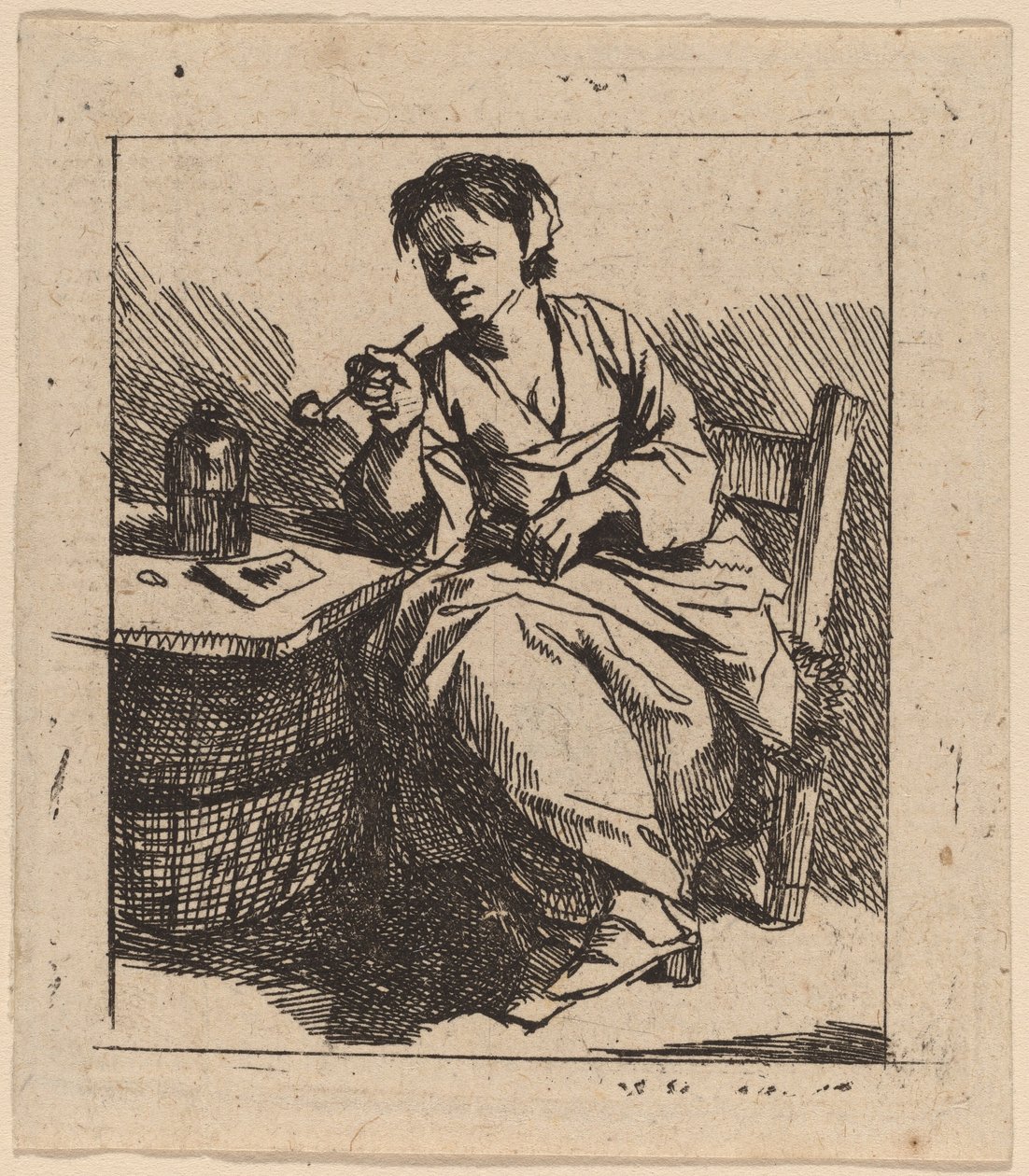 Een Vrouw die Rookt door Cornelis Pietersz Bega