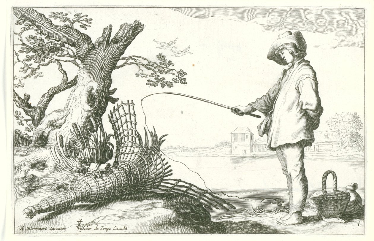 De jonge visser door Cornelis Bloemaert (II) (possibly)