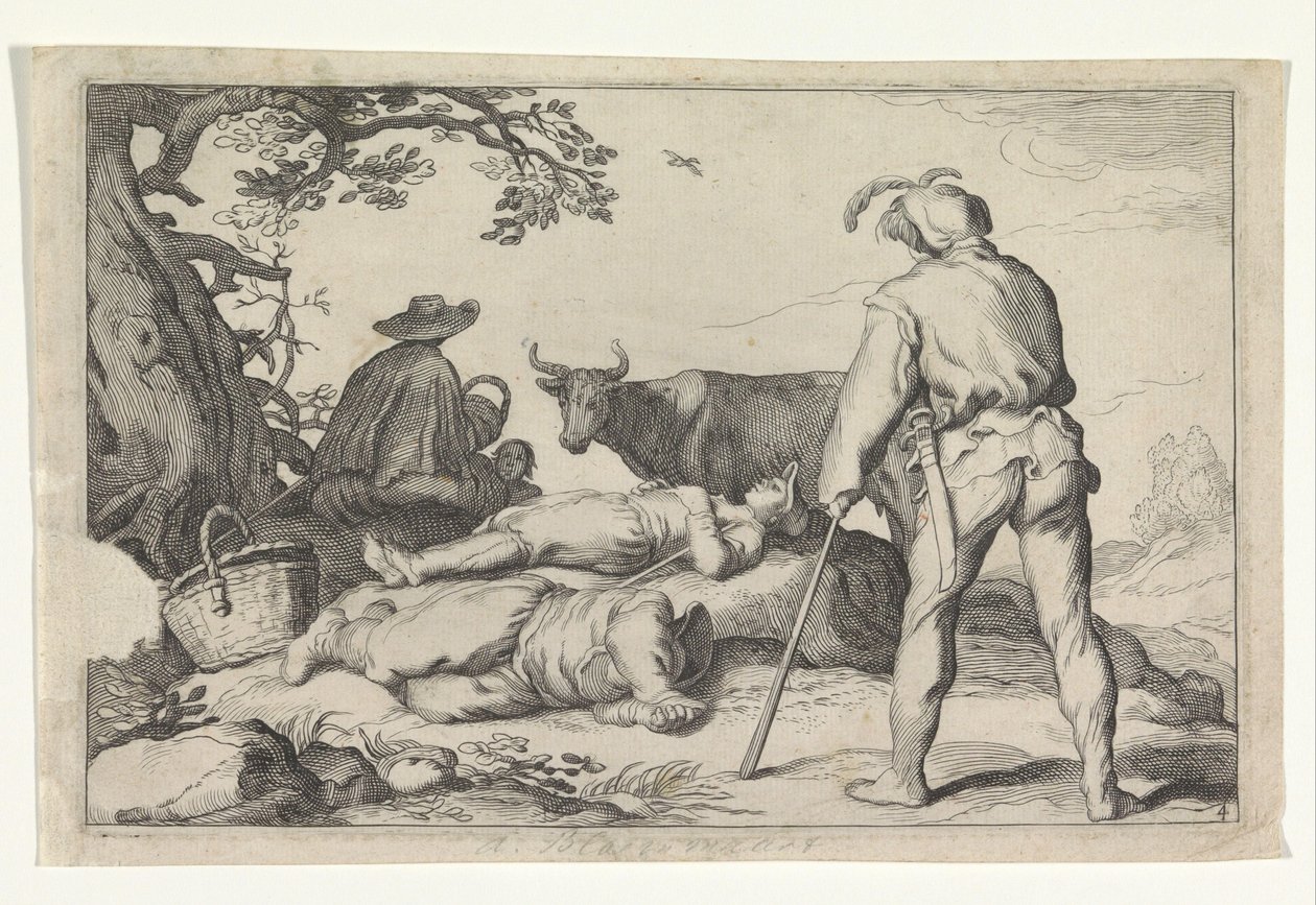 Veehoeders door Cornelis Bloemaert (II) (possibly)