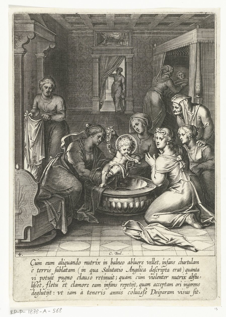 Thomas eet een papier met Ave Maria door Cornelis Boel