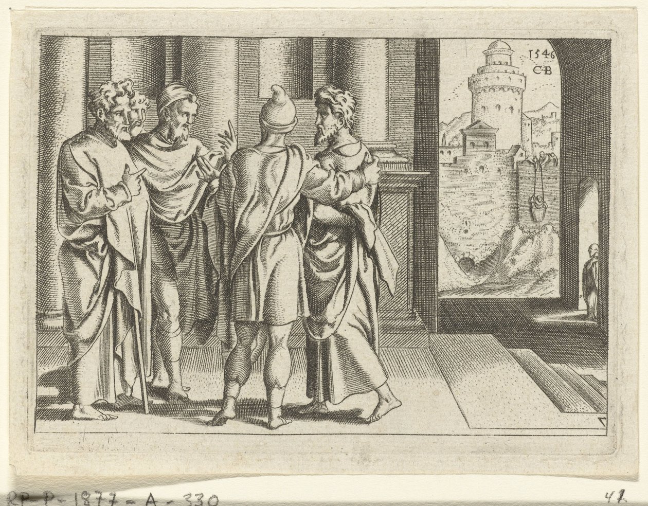 Barnabas brengt Paulus naar de apostelen door Cornelis Bos