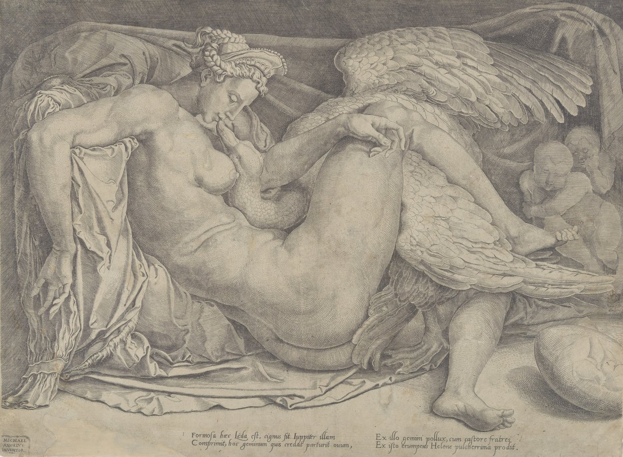 Leda en de zwaan door Cornelis Bos
