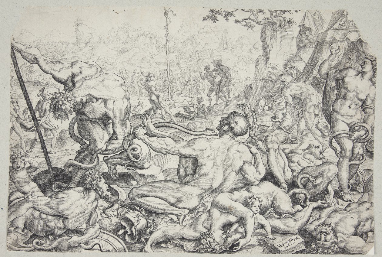 De koperen slang en de plaag van vurige slangen door Cornelis Bos