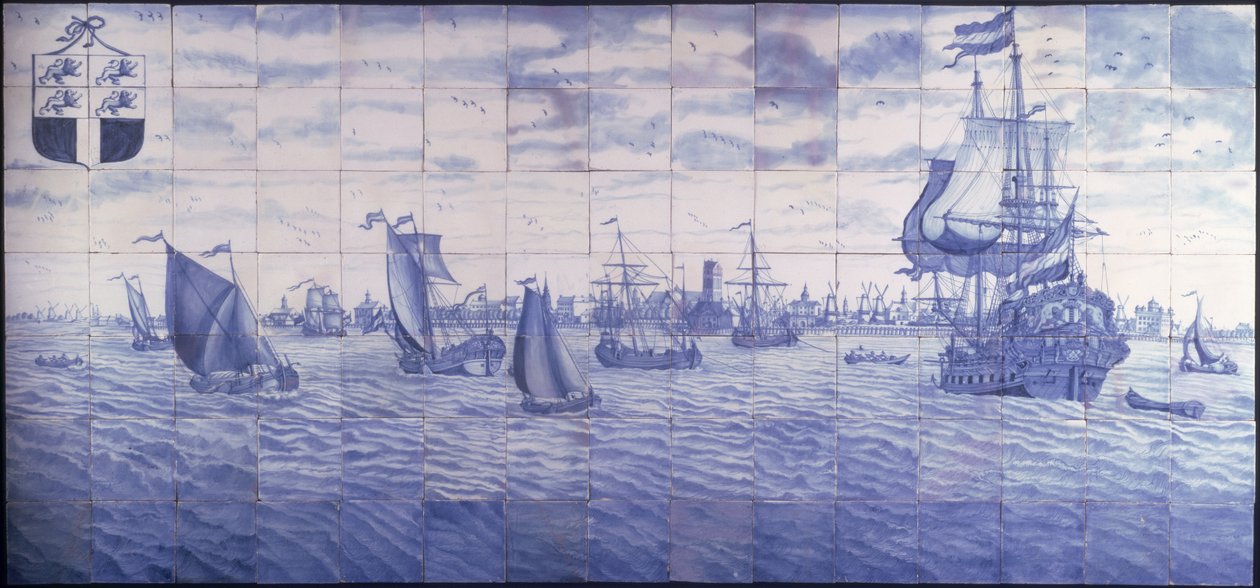 Een panoramisch uitzicht op de haven van Rotterdam, c.1700 door Cornelis Boumeester