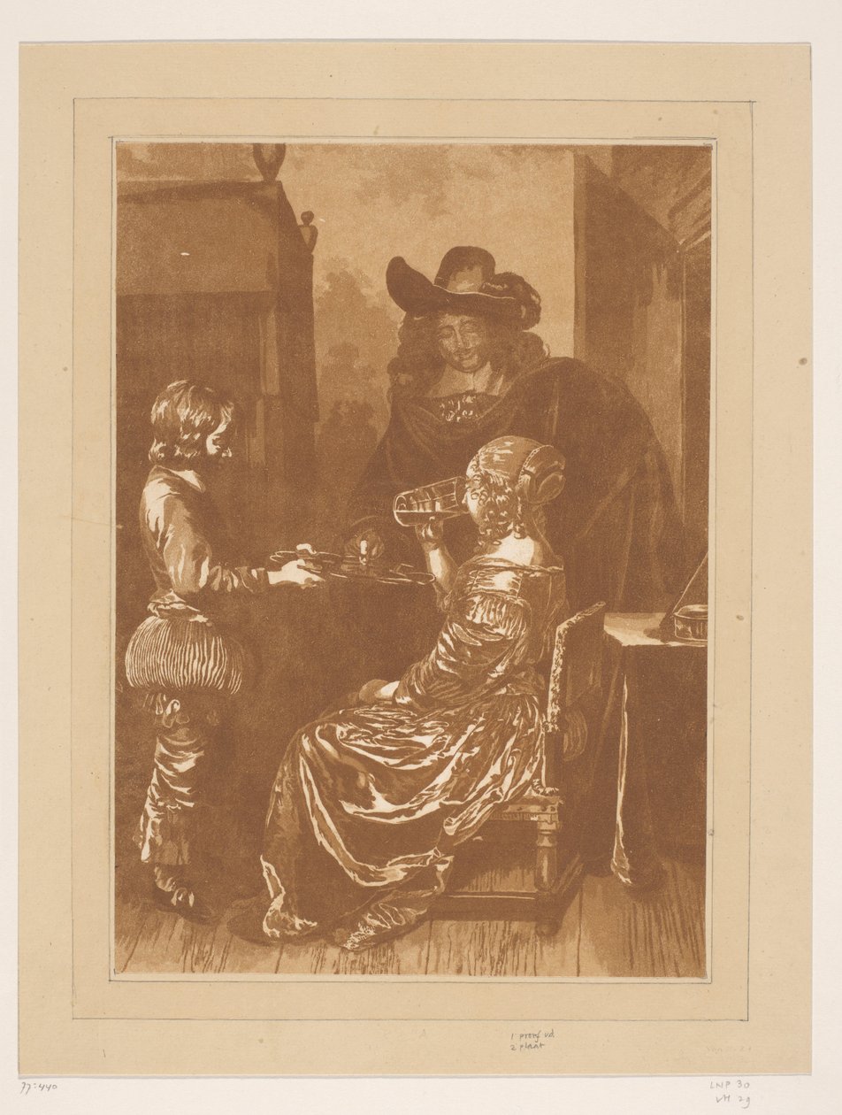 Heer en dame met page door Cornelis Brouwer