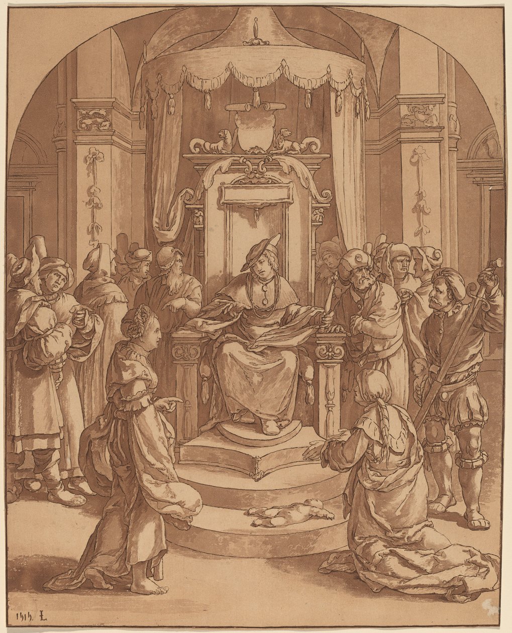 Het oordeel van Salomo door Cornelis Brouwer