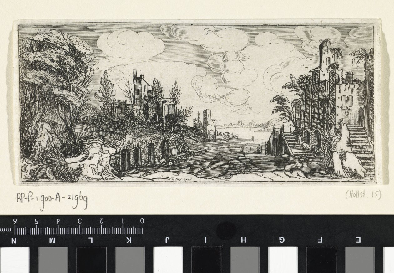 Heuvelachtig landschap met een gezicht op een rivier door Cornelis Claesz van Wieringen (possibly)