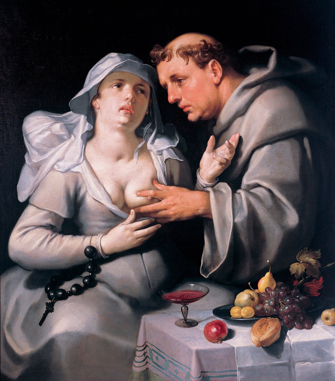 Een monnik en een non door Cornelis Cornelisz. van Haarlem