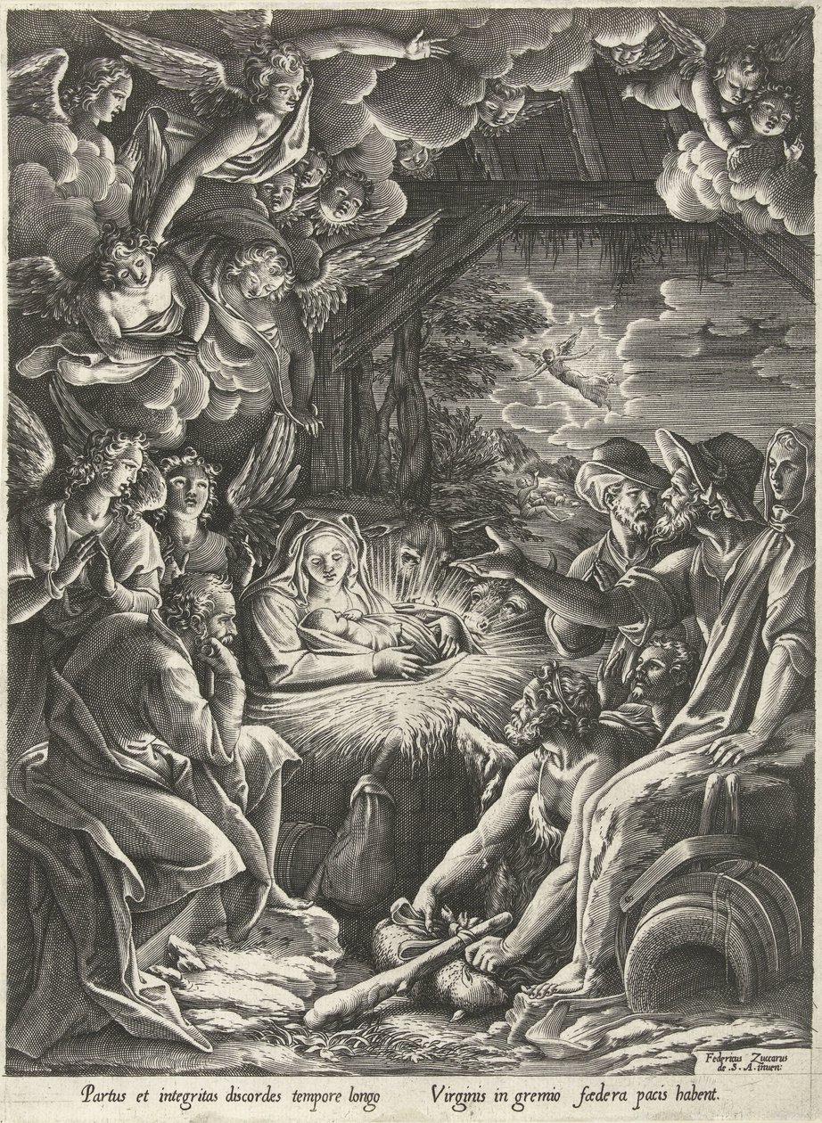 Aanbidding door de herders door Cornelis Cort
