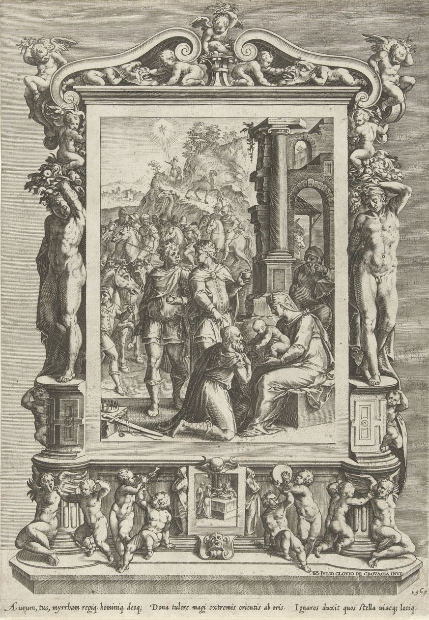 Aanbidding door de koningen door Cornelis Cort