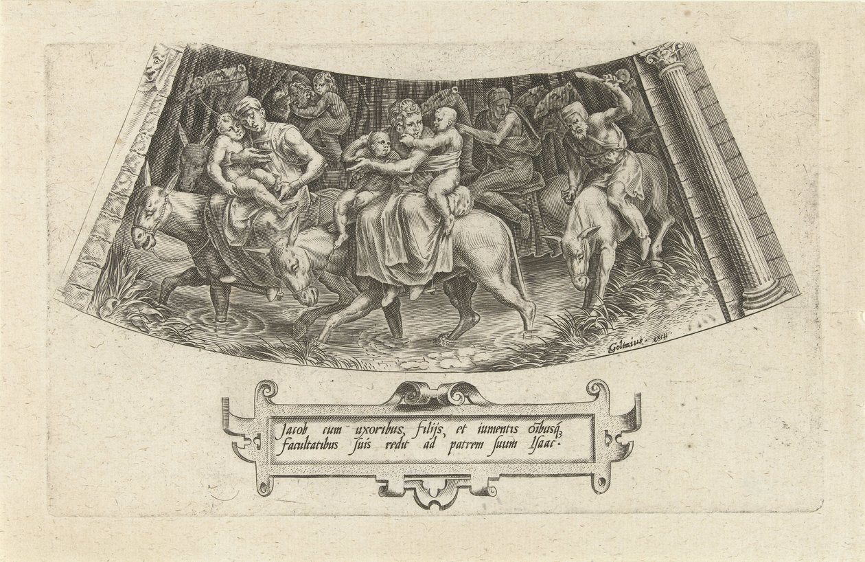 De terugkeer van Jakob in Kanaän De geschiedenis van Jacob (serie) door Cornelis Cort