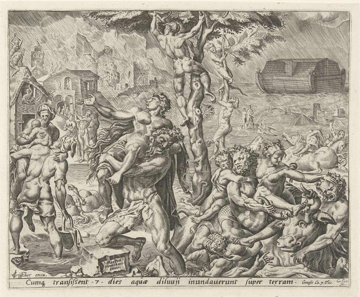 De zondvloed (Geschiedenis van Noach) door Cornelis Cort