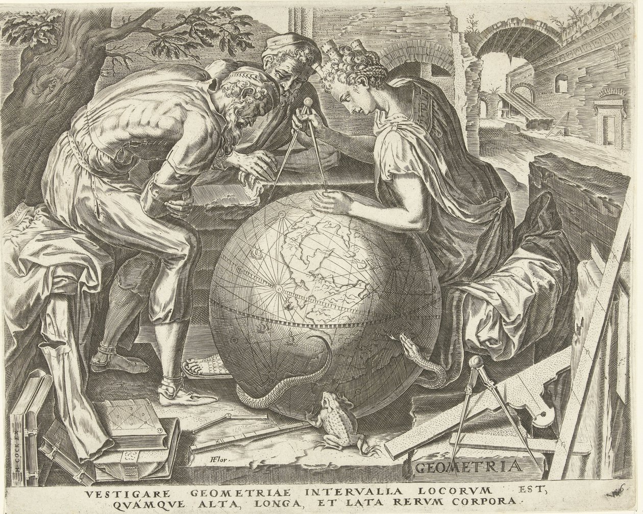 Geometria (Meetkunde) (De zeven vrije kunsten) door Cornelis Cort