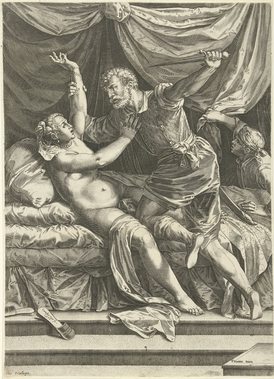 Lucretia en Sextus door Cornelis Cort
