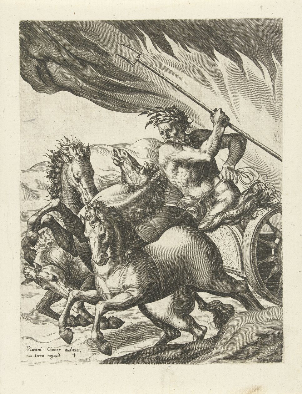 Pluto laat Proserpina achter in de onderwereld, De geschiedenis van Pluto en Proserpina door Cornelis Cort