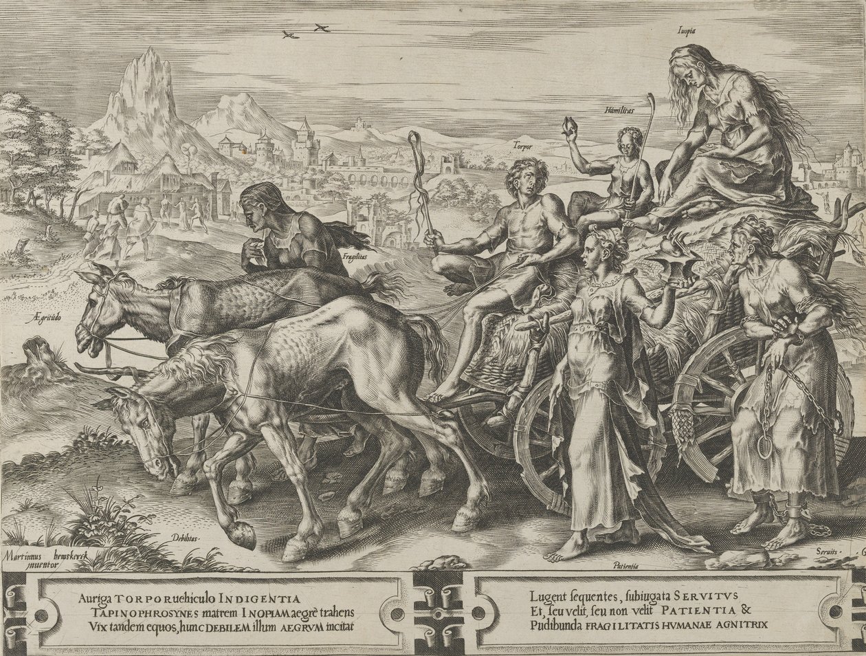 De Triomf van de Nood, uit De Cyclus van de Wisselvalligheden van Menselijke Zaken, plaat 6, 1564 door Cornelis Cort