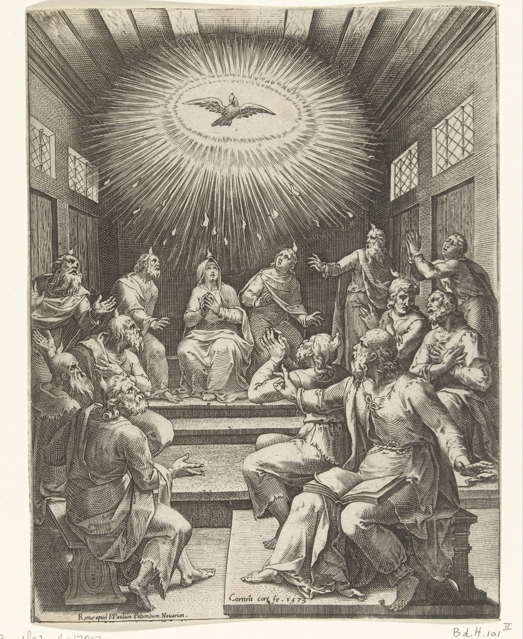 Uitstorting van de Heilige Geest door Cornelis Cort