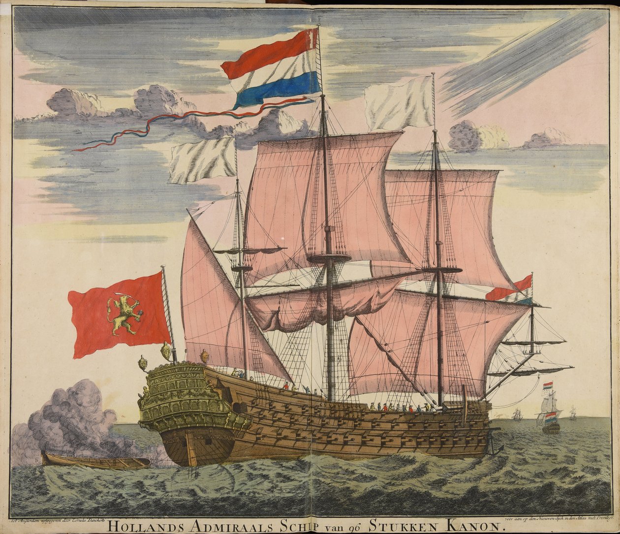 Hollands admiraals schip van 96 stukken kanon door Cornelis Danckerts