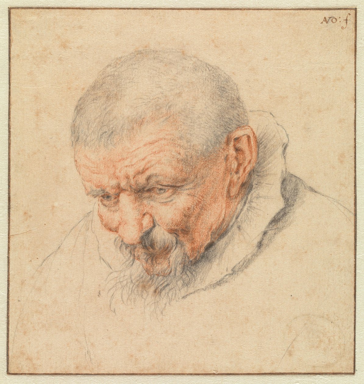 De kop van een oude man door Cornelis Dusart