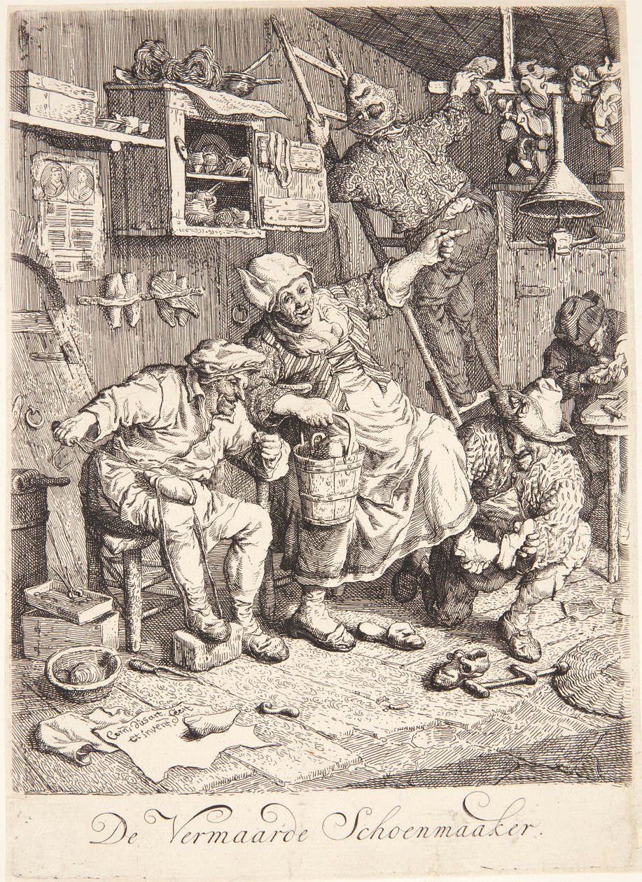 Een schoenmaker door Cornelis Dusart