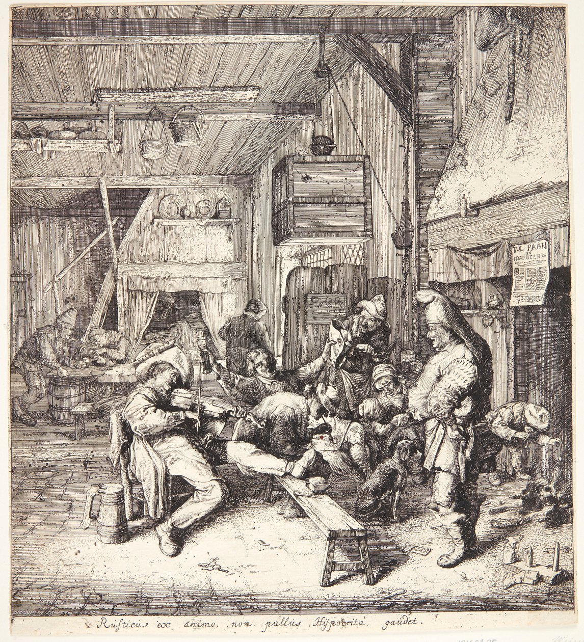 Vioolspeler in een herberg door Cornelis Dusart