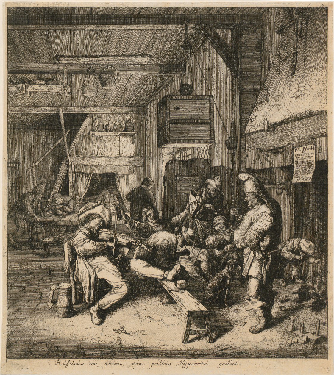 Vioolspeler in een herberg door Cornelis Dusart