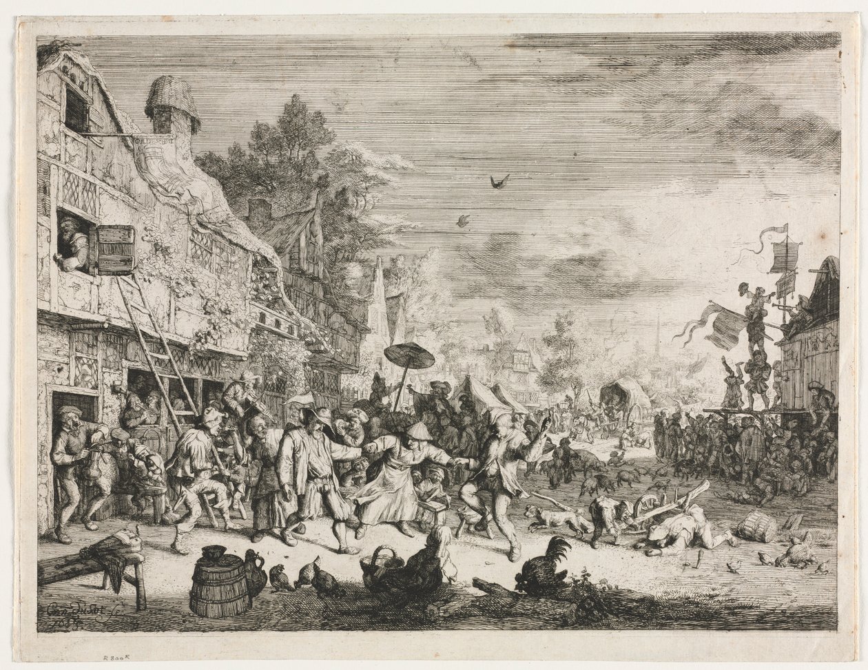 Dorpsfeest door Cornelis Dusart
