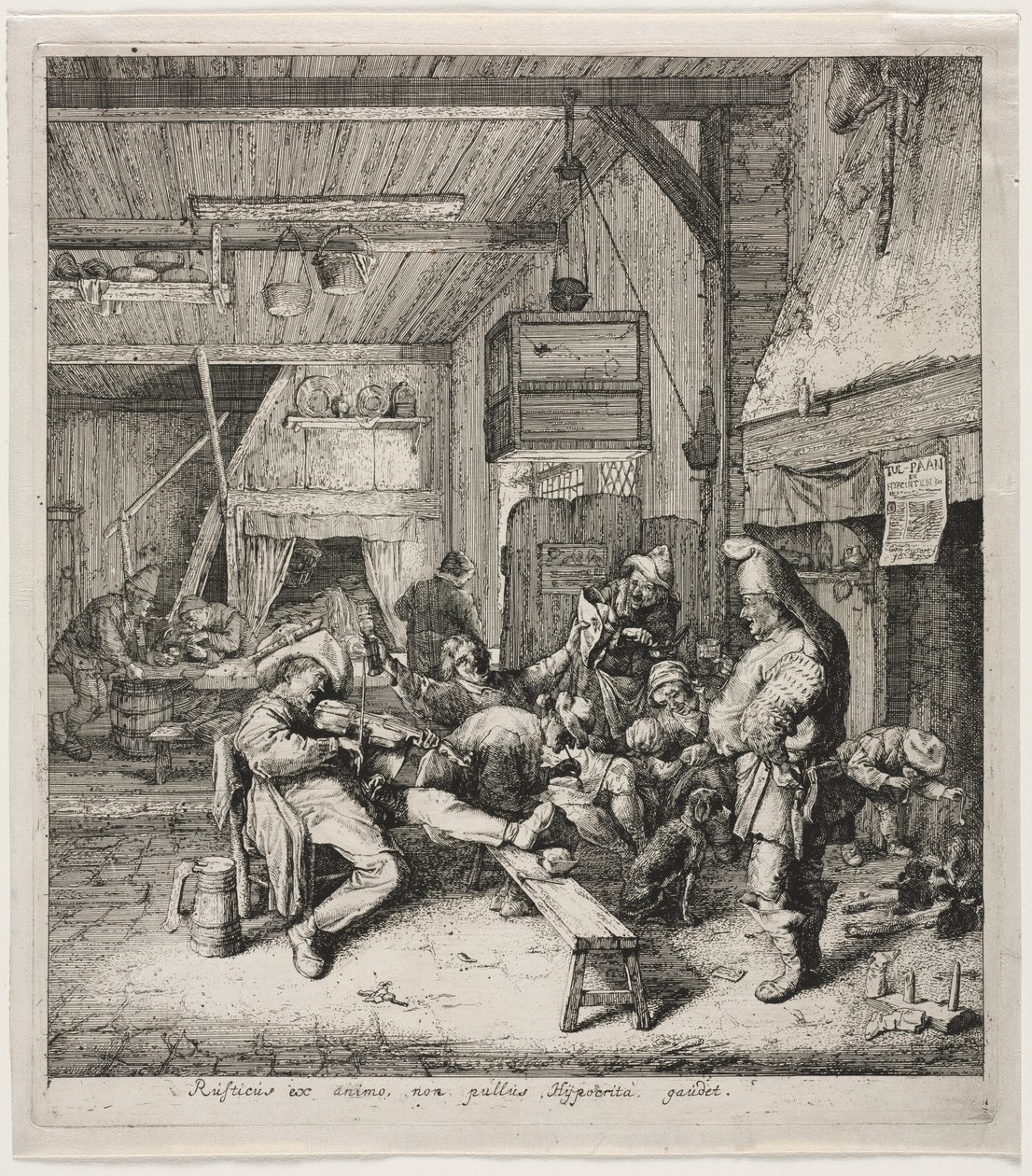 Violenspeler zittend in de herberg door Cornelis Dusart