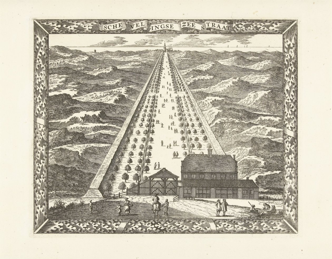 Gezicht op de Scheveningse Zeestraat door Cornelis Elandts