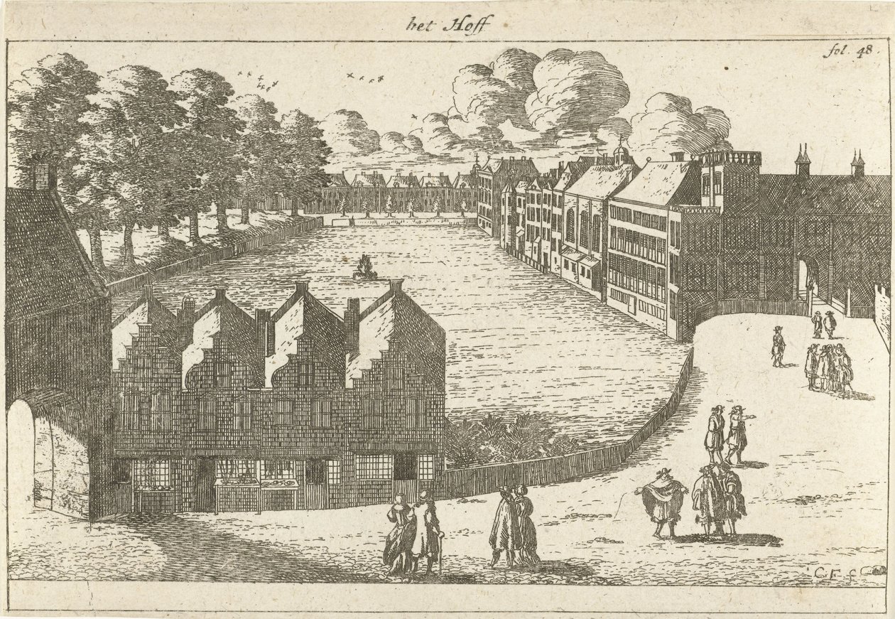 Gezicht op het Buitenhof door Cornelis Elandts