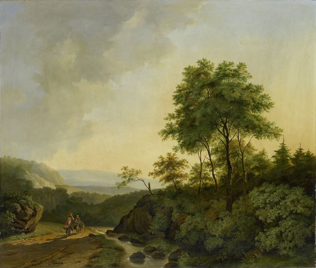 Uitzicht in de Harz door Cornelis Francois Roos