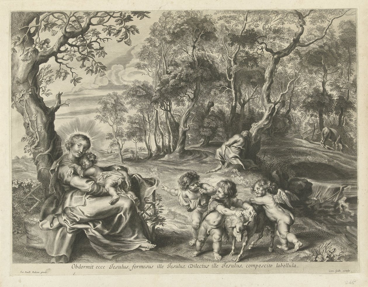 Rust tijdens de vlucht naar Egypte door Cornelis Galle (I) (possibly)