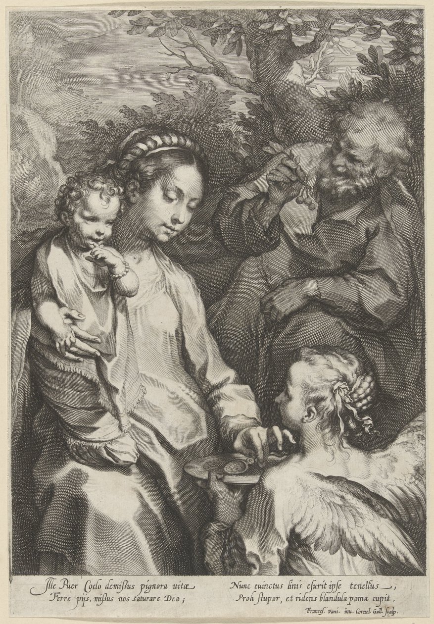 Maria geeft het Kind te eten door Cornelis Galle (I)