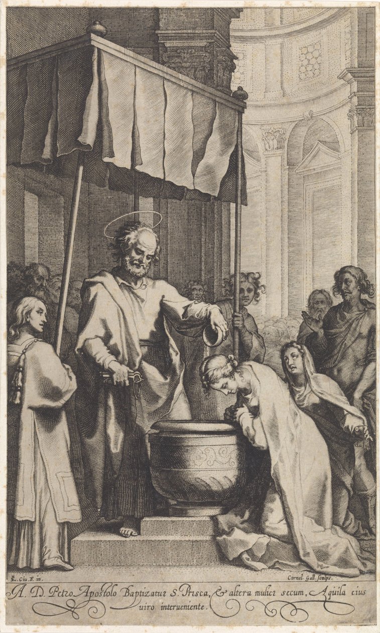 Petrus doopt de H. Prisca van Rome door Cornelis Galle (I)