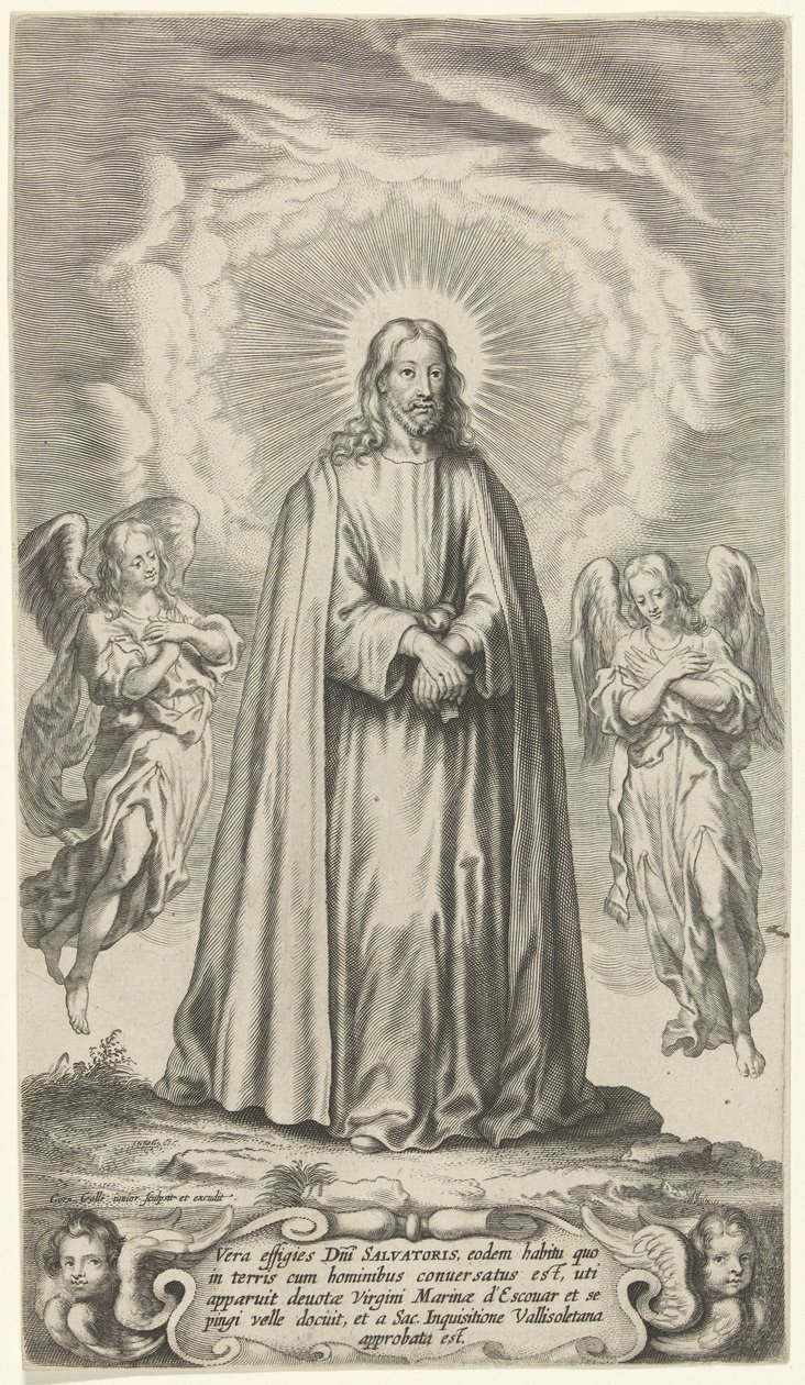 Christus met twee engelen door Cornelis Galle (II)
