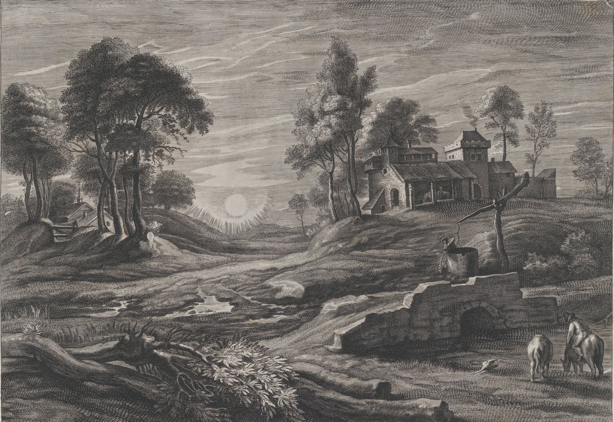 Landschap met Waterput, 1638-60 door Cornelis Galle I