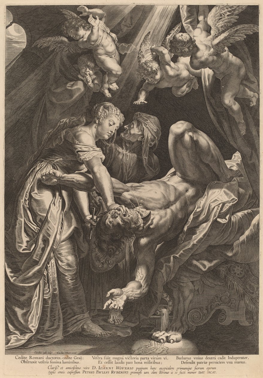 Judith onthoofdt Holofernes door Cornelis Galle I after Sir Peter Paul Rubens
